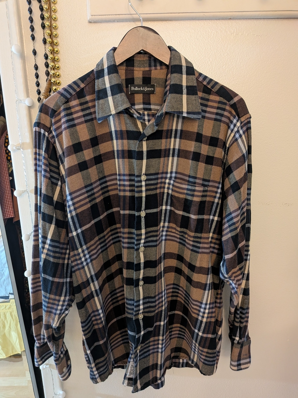 Bullock & Jones Men's Brown Plaid Button-Down Shirt